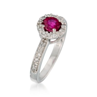 .80 Carat Ruby and .30 ct. t.w. Diamond Ring in 14kt White Gold &mdash; Alt Image 3