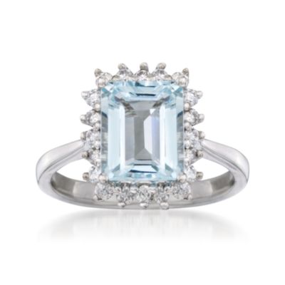 2.00 Carat Aquamarine and .30 ct. t.w. Diamond Ring in 14kt White Gold &mdash; Alt Image 1