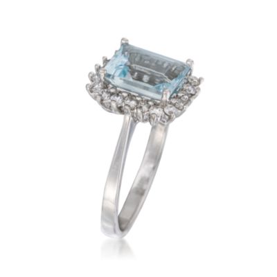 2.00 Carat Aquamarine and .30 ct. t.w. Diamond Ring in 14kt White Gold &mdash; Alt Image 3