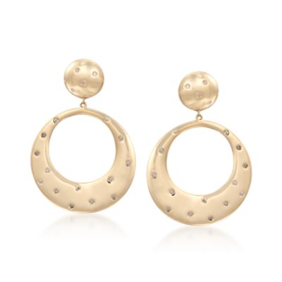 .54 ct. t.w. Diamond Drop Hoop Earrings in 14kt Yellow Gold &mdash; Alt Image 1