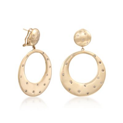 .54 ct. t.w. Diamond Drop Hoop Earrings in 14kt Yellow Gold &mdash; Alt Image 3