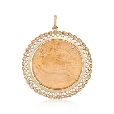 C. 1980 Vintage 22kt Yellow Gold Coin Pendant Necklace In 18kt Yellow Gold &mdash; Alt Image 1