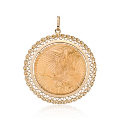 C. 1980 Vintage 22kt Yellow Gold Coin Pendant Necklace In 18kt Yellow Gold &mdash; Alt Image 3