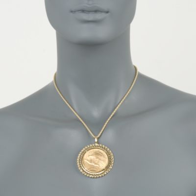 C. 1980 Vintage 22kt Yellow Gold Coin Pendant Necklace In 18kt Yellow Gold &mdash; Alt Image 2