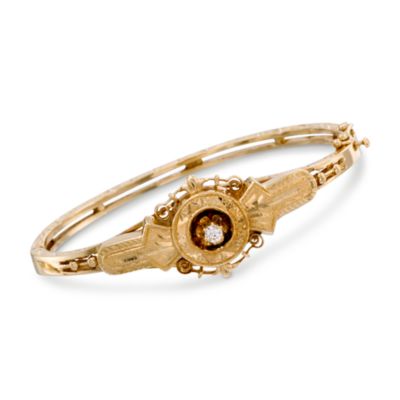 C. 1970 Vintage .10 Carat Diamond Bangle Bracelet in 14kt Yellow Gold. 6.5" &mdash; Alt Image 1