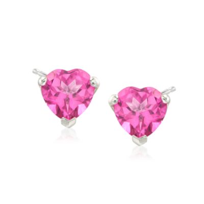 3.00 ct. t.w. Pink Topaz Heart Stud Earrings in Sterling Silver &mdash; Alt Image 1