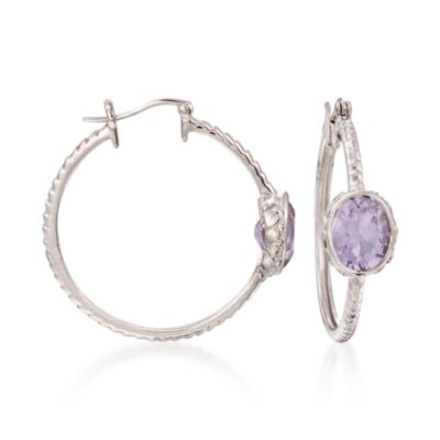 3.80 ct. t.w. Purple Amethyst Hoop Earrings in Sterling Silver &mdash; Alt Image 1