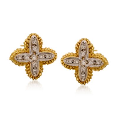 C. 1990. Vintage .30 ct. t.w. Diamond Earrings in 14kt Two-Tone Gold &mdash; Alt Image 1