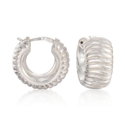 Italian Sterling Silver Hoop Earrings &mdash; Alt Image 1
