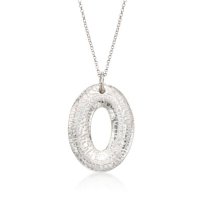 Italian Sterling Silver Oval Drop Necklace &mdash; Alt Image 1