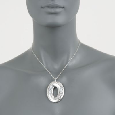Italian Sterling Silver Oval Drop Necklace &mdash; Alt Image 2