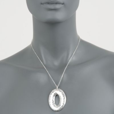 Italian Sterling Silver Oval Drop Necklace &mdash; Alt Image 3