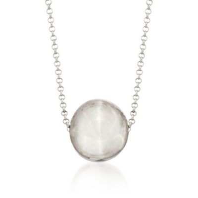 Italian Sterling Silver Polished Bead Necklace. 20" &mdash; Alt Image 1