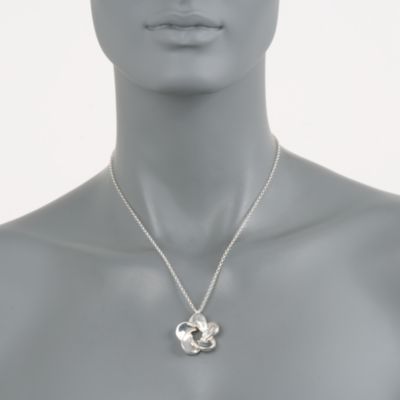 Italian Sterling Silver Floral Pendant Necklace. 20" &mdash; Alt Image 2
