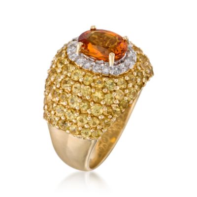 C. 2000. Vintage 8.90 ct. t.w. Sapphire and .50 ct. t.w. Diamond Ring in 14kt Yellow Gold. Size 7.25 &mdash; Alt Image 3