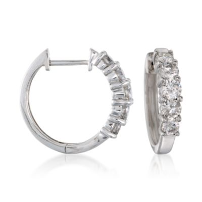 .95 ct. t.w. Diamond Hoop Earrings in 14kt White Gold &mdash; Alt Image 1