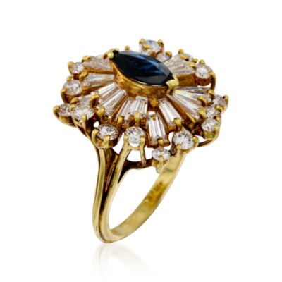 C. 1970 Vintage .65 Carat Sapphire and 3.75 ct. t.w. Diamond Ring in 18kt Yellow Gold. Size 7 &mdash; Alt Image 3
