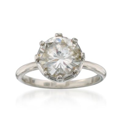 C.1960 Vintage 2.24 Carat Diamond Solitaire Ring in Platinum . Size 4.5 &mdash; Alt Image 1