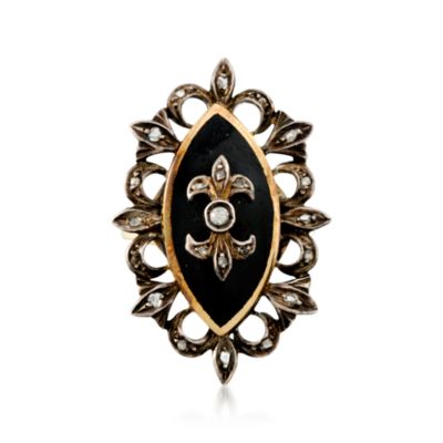 C. 1950 Vintage .11 ct. t.w. Fleur-De-Lis Diamond Ring in Two-Tone. Size 7.5 &mdash; Alt Image 1