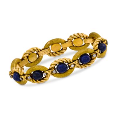 C. 1970 Vintage Tiffany Jewelry 1.00 ct. t.w. Diamond and Lapis Bracelet in 18kt Yellow Gold. 7.25" &mdash; Alt Image 1
