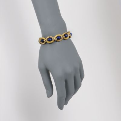 C. 1970 Vintage Tiffany Jewelry 1.00 ct. t.w. Diamond and Lapis Bracelet in 18kt Yellow Gold. 7.25" &mdash; Alt Image 2