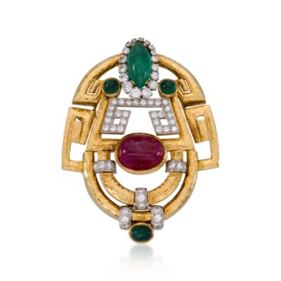 C. 1960 Vintage David Webb 20.40 ct. t.w. Multi-Gem Pin Pendant in Two-Tone &mdash; Alt Image 1