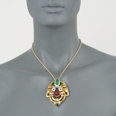 C. 1960 Vintage David Webb 20.40 ct. t.w. Multi-Gem Pin Pendant in Two-Tone &mdash; Alt Image 2