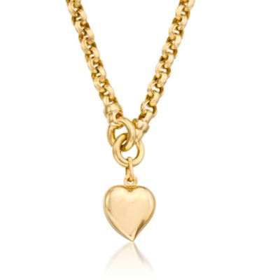 14kt Gold Over Sterling Silver Heart Charm Necklace. 18" &mdash; Alt Image 1