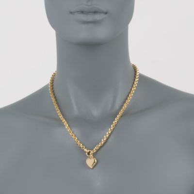 14kt Gold Over Sterling Silver Heart Charm Necklace. 18" &mdash; Alt Image 2