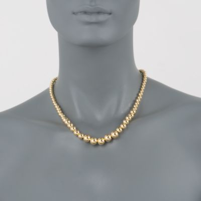 Sterling Silver and 14kt Gold Plate Graduated Necklace. 18" &mdash; Alt Image 2