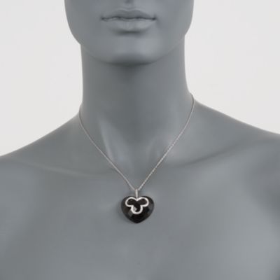 Black Onyx and .25 ct. t.w. Diamond Heart Pendant in 18kt White Gold &mdash; Alt Image 2