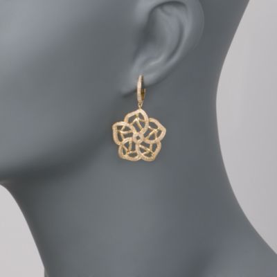 .80 ct. t.w. Diamond Floral Drop Hoop Earrings in 18kt Yellow Gold &mdash; Alt Image 2