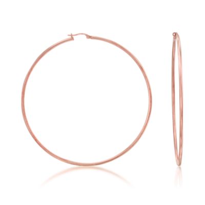 Sterling Silver and 14kt Rose Gold Plate Hoop Earrings &mdash; Alt Image 1