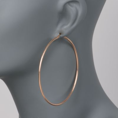 Sterling Silver and 14kt Rose Gold Plate Hoop Earrings &mdash; Alt Image 2