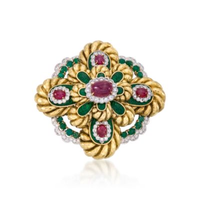 C. 1970 Vintage David Webb 16.55 ct. t.w. Multi-Gem and 3.00 ct. t.w. Diamond Pin in Two-Tone &mdash; Alt Image 1