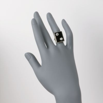 C. 1950. Vintage Black Onyx and .75 ct. t.w. Diamond Dinner Ring In 14kt White Gold. Size 5.5 &mdash; Alt Image 2