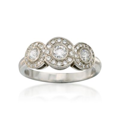 C. 1990. Vintage Tiffany Jewelry .75 ct. t.w. Diamond Three-Stone Ring in Platinum. Size 6.25 &mdash; Alt Image 1