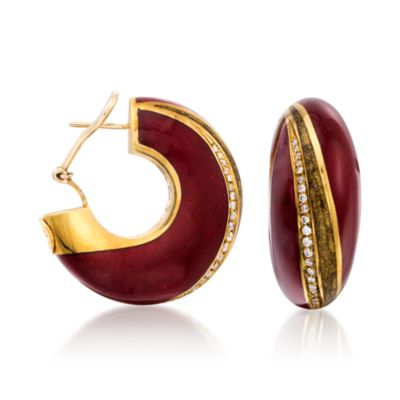 C. 1990. Vintage Alessandro Fanfani .40 ct. t.w. Diamond Earrings In Enamel and Two-Tone &mdash; Alt Image 1