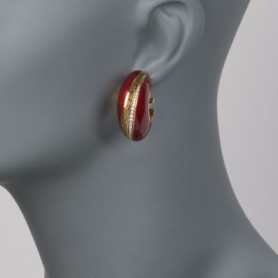 C. 1990. Vintage Alessandro Fanfani .40 ct. t.w. Diamond Earrings In Enamel and Two-Tone &mdash; Alt Image 2