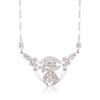 C. 1960. Vintage 1.45 ct. t.w. Diamond Pendant Necklace in 14kt White Gold. 15.5" &mdash; Alt Image 1