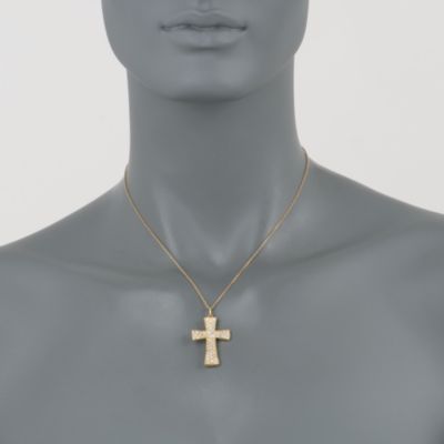 C. 1980. Vintage 1.40 ct. t.w. Diamond Cross Necklace In 18kt Yellow Gold. 16" &mdash; Alt Image 2