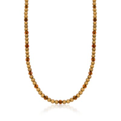 C. 1950. Vintage 15.00 ct. t.w. Citrine Bead Necklace In 14kt Yellow Gold. 15.25" &mdash; Alt Image 1