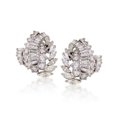 C. 1980. Vintage 6.75 ct. t.w. Diamond Earrings in Platinum &mdash; Alt Image 1