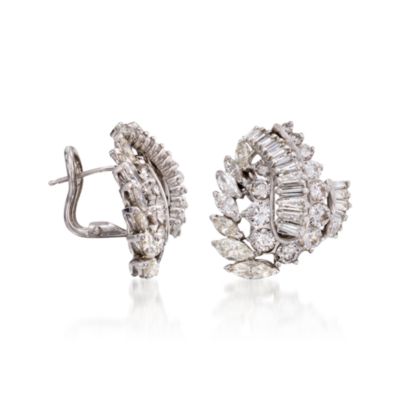 C. 1980. Vintage 6.75 ct. t.w. Diamond Earrings in Platinum &mdash; Alt Image 3