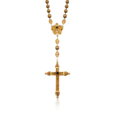 C. 1960. Vintage Glass Rosary In 10kt Yellow Gold &mdash; Alt Image 1