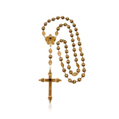 C. 1960. Vintage Glass Rosary In 10kt Yellow Gold &mdash; Alt Image 2