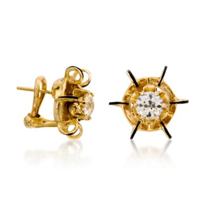 C. 1970 Vintage 1.70 ct. t.w. Diamond Earrings in 14kt Yellow Gold &mdash; Alt Image 3