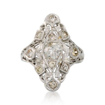 C. 1980 .95 ct. t.w. Diamond Ring in 18kt White Gold. Size 4 &mdash; Alt Image 1