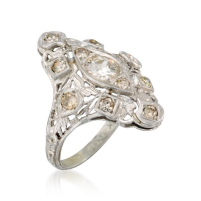 C. 1980 .95 ct. t.w. Diamond Ring in 18kt White Gold. Size 4 &mdash; Alt Image 3