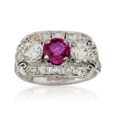 C.1990 Vintage Tiffany Jewelry .85 Carat Ruby and 1.40 ct. t.w. Diamond Ring In Platinum. Size 7 &mdash; Alt Image 1